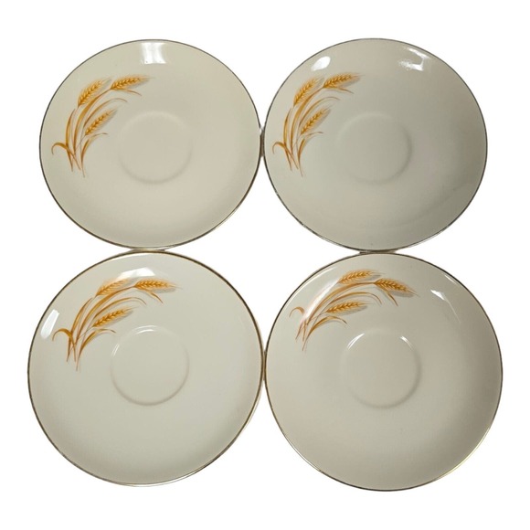 Vintage Golden Wheat 6" Ceramic Saucer Set of 4 - Picture 1 of 12